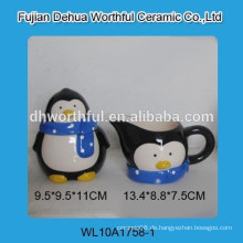 Hochwertiger Keramik-Pinguin-Zucker und Sahne-Set